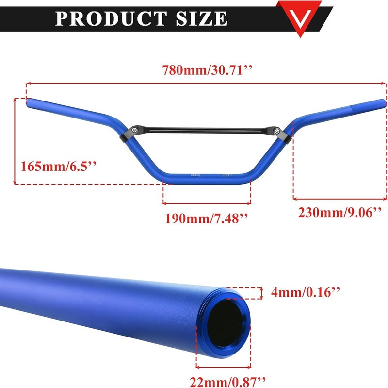 PRO BAT 7/8" Mid Handlebars Handle Bars Fit ATV Pit Dirt Bike Offroad Motorcycle, Blue - Image 2